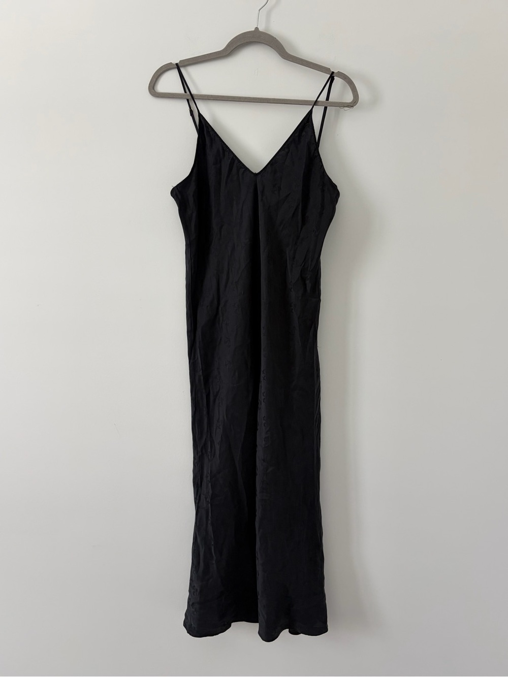 Billy Reid Black Silk Shirt Tail Sleeveless V Neck Floral Slip Midi Dress Large